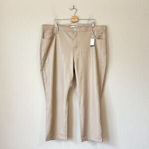ABERCROMBIE & FITCH The 90s Straight Pants Beige Vegan Leather NWT
